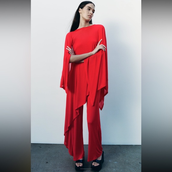 Zara Jackets & Blazers - Zara fluid red cape. 2024